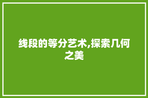 线段的等分艺术,探索几何之美