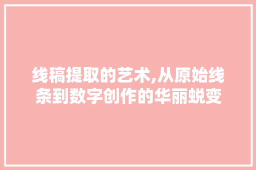 线稿提取的艺术,从原始线条到数字创作的华丽蜕变
