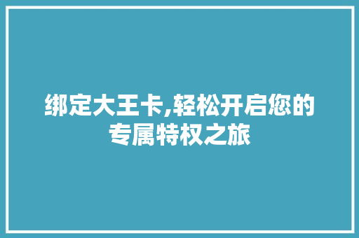 绑定大王卡,轻松开启您的专属特权之旅