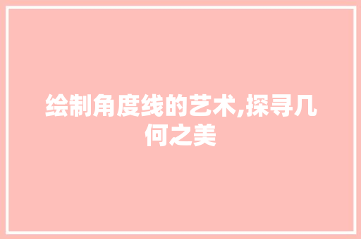 绘制角度线的艺术,探寻几何之美
