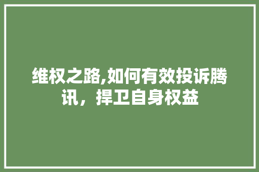 维权之路,如何有效投诉腾讯，捍卫自身权益 Web前端