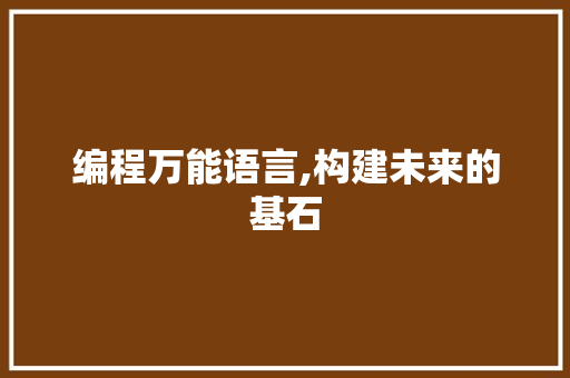 编程万能语言,构建未来的基石 WordPress教程