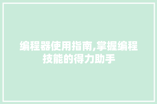 编程器使用指南,掌握编程技能的得力助手 WordPress教程