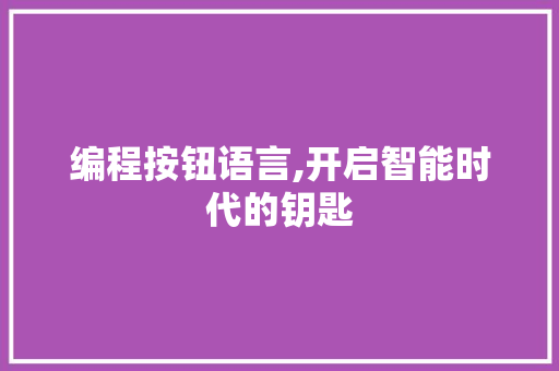 编程按钮语言,开启智能时代的钥匙