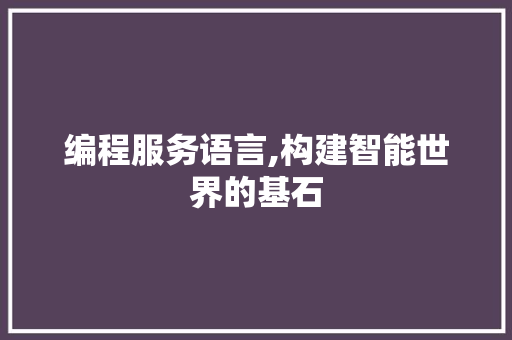 编程服务语言,构建智能世界的基石
