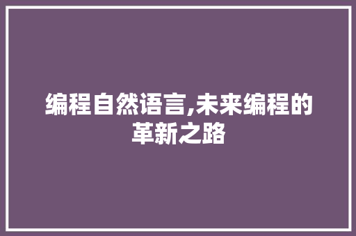 编程自然语言,未来编程的革新之路