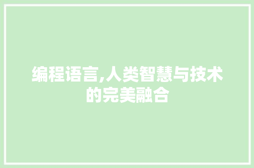 编程语言,人类智慧与技术的完美融合