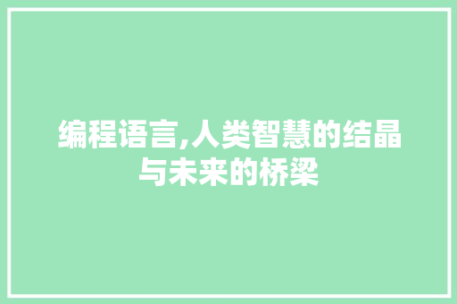 编程语言,人类智慧的结晶与未来的桥梁