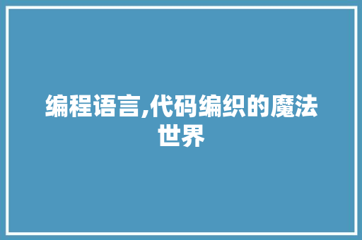 编程语言,代码编织的魔法世界
