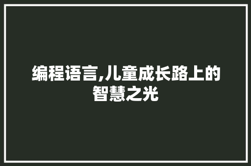 编程语言,儿童成长路上的智慧之光