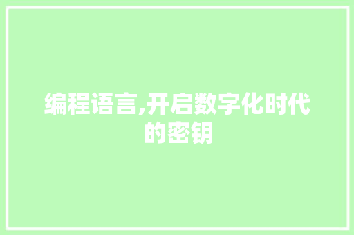 编程语言,开启数字化时代的密钥