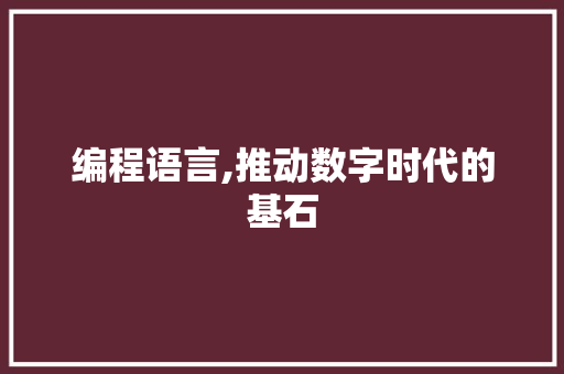 编程语言,推动数字时代的基石 友链在线