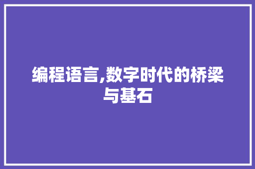 编程语言,数字时代的桥梁与基石