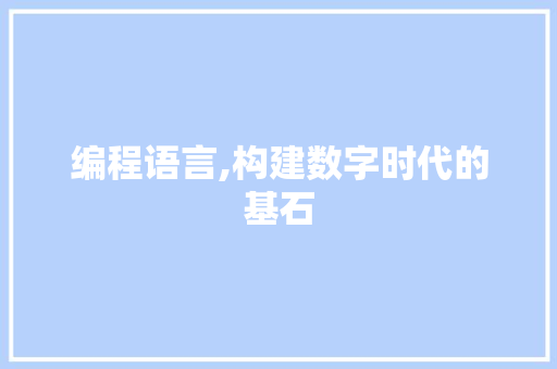 编程语言,构建数字时代的基石