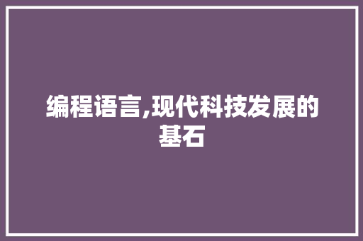 编程语言,现代科技发展的基石