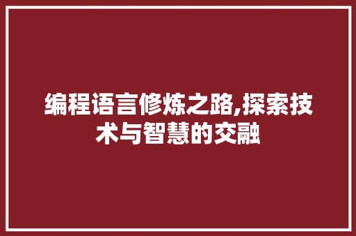 编程语言修炼之路,探索技术与智慧的交融