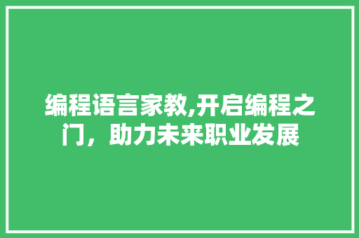 编程语言家教,开启编程之门，助力未来职业发展