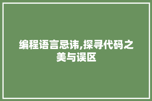 编程语言忌讳,探寻代码之美与误区