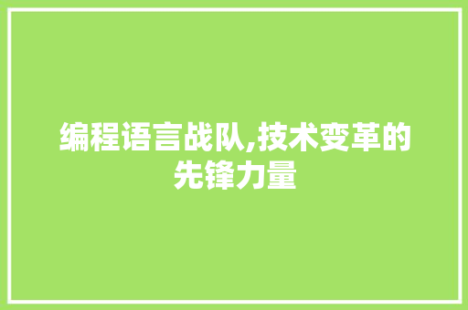 编程语言战队,技术变革的先锋力量