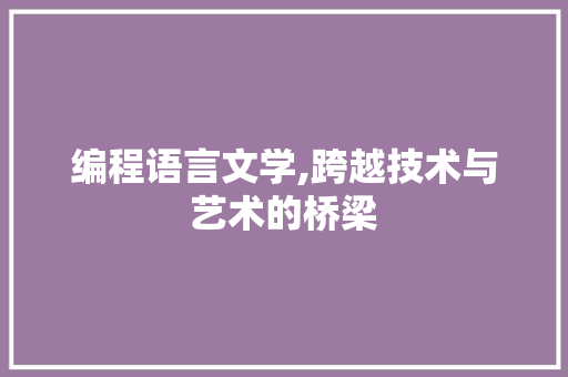 编程语言文学,跨越技术与艺术的桥梁