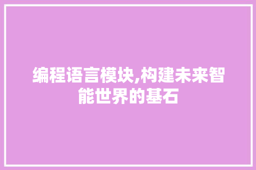 编程语言模块,构建未来智能世界的基石