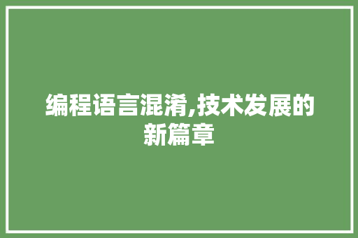 编程语言混淆,技术发展的新篇章