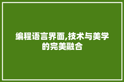 编程语言界面,技术与美学的完美融合