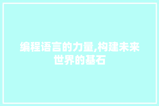 编程语言的力量,构建未来世界的基石
