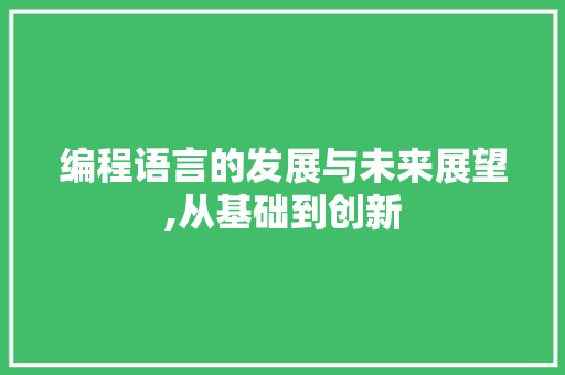编程语言的发展与未来展望,从基础到创新