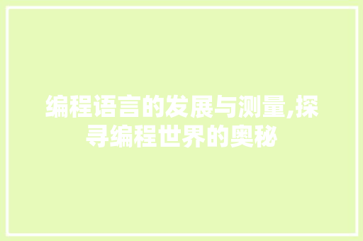 编程语言的发展与测量,探寻编程世界的奥秘