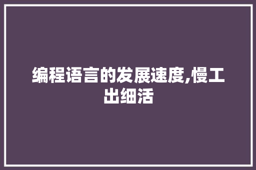 编程语言的发展速度,慢工出细活