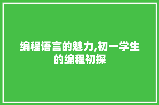 编程语言的魅力,初一学生的编程初探 编程语言的魅力,初一学生的编程初探