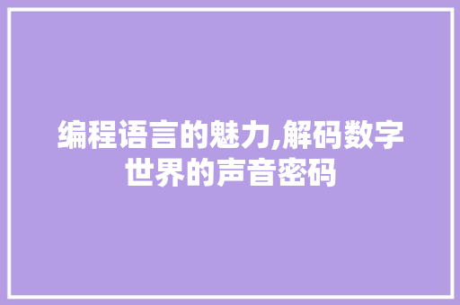 编程语言的魅力,解码数字世界的声音密码