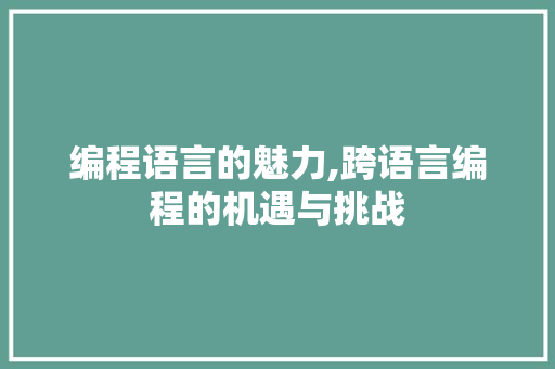 编程语言的魅力,跨语言编程的机遇与挑战 建站教程