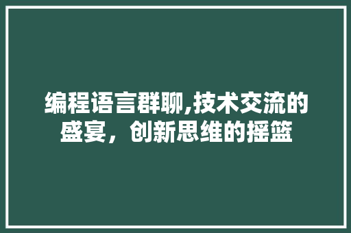 编程语言群聊,技术交流的盛宴，创新思维的摇篮