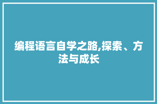 编程语言自学之路,探索、方法与成长
