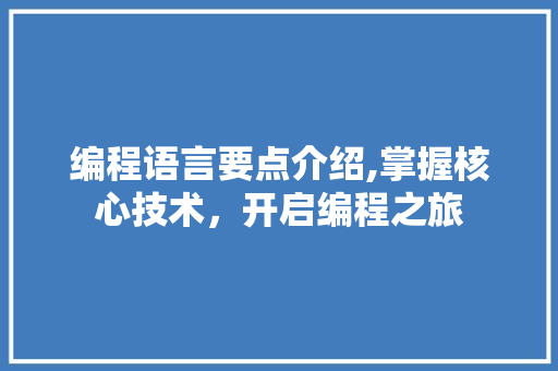 编程语言要点介绍,掌握核心技术，开启编程之旅