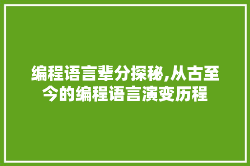 编程语言辈分探秘,从古至今的编程语言演变历程