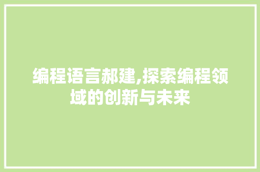 编程语言郝建,探索编程领域的创新与未来