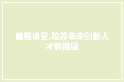 编程课堂,培养未来创新人才的摇篮
