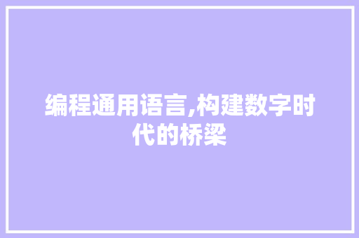 编程通用语言,构建数字时代的桥梁