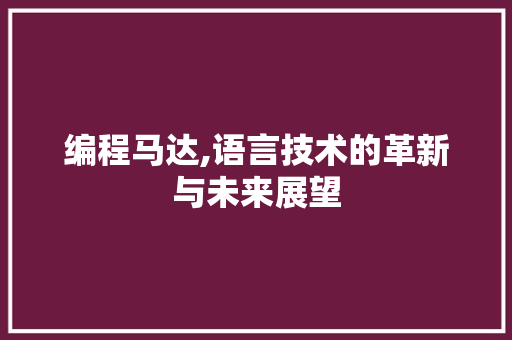 编程马达,语言技术的革新与未来展望