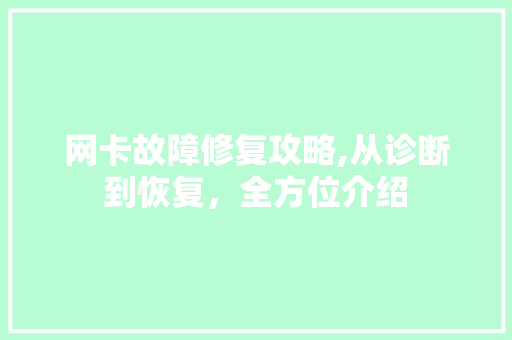 网卡故障修复攻略,从诊断到恢复，全方位介绍