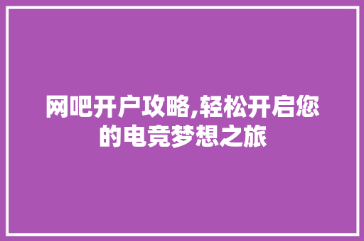 网吧开户攻略,轻松开启您的电竞梦想之旅