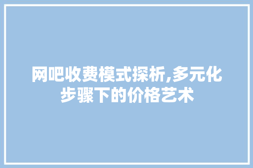 网吧收费模式探析,多元化步骤下的价格艺术