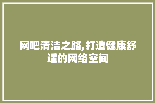 网吧清洁之路,打造健康舒适的网络空间
