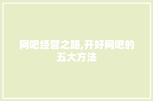 网吧经营之路,开好网吧的五大方法