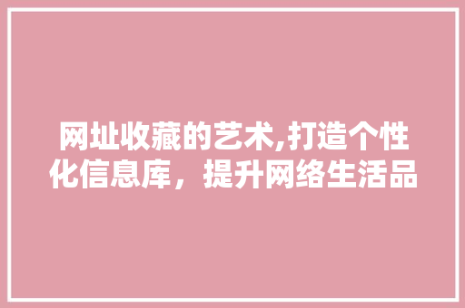 网址收藏的艺术,打造个性化信息库，提升网络生活品质