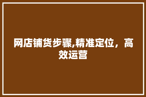 网店铺货步骤,精准定位，高效运营