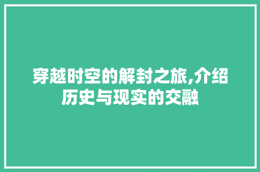 穿越时空的解封之旅,介绍历史与现实的交融